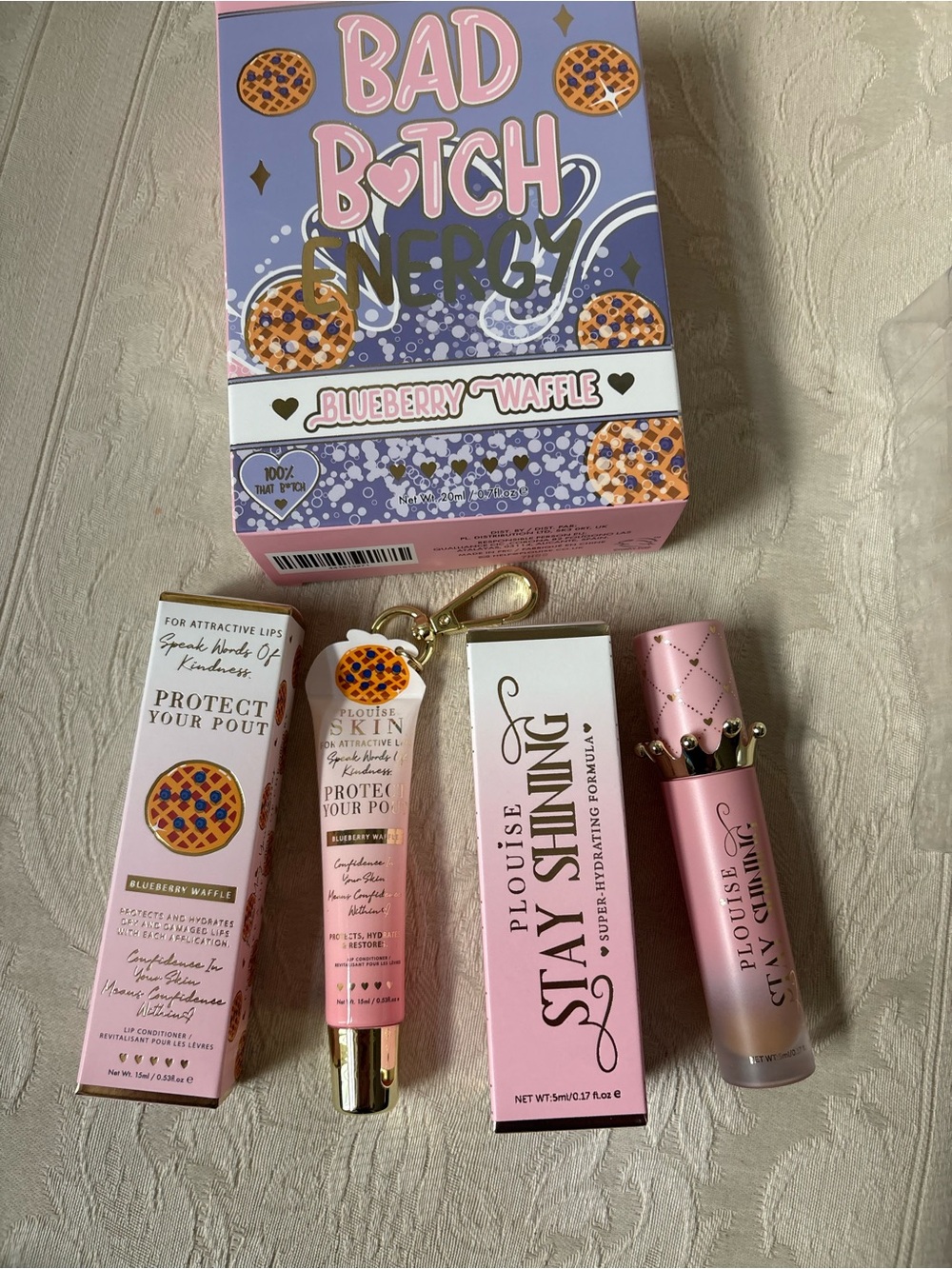 P. Louise Bad B*tch Energy Lipgloss & Balm Aet Duo Blueberry Waffles BNIB